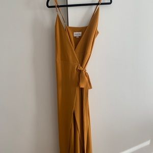 Mustard yellow midi wrap dress